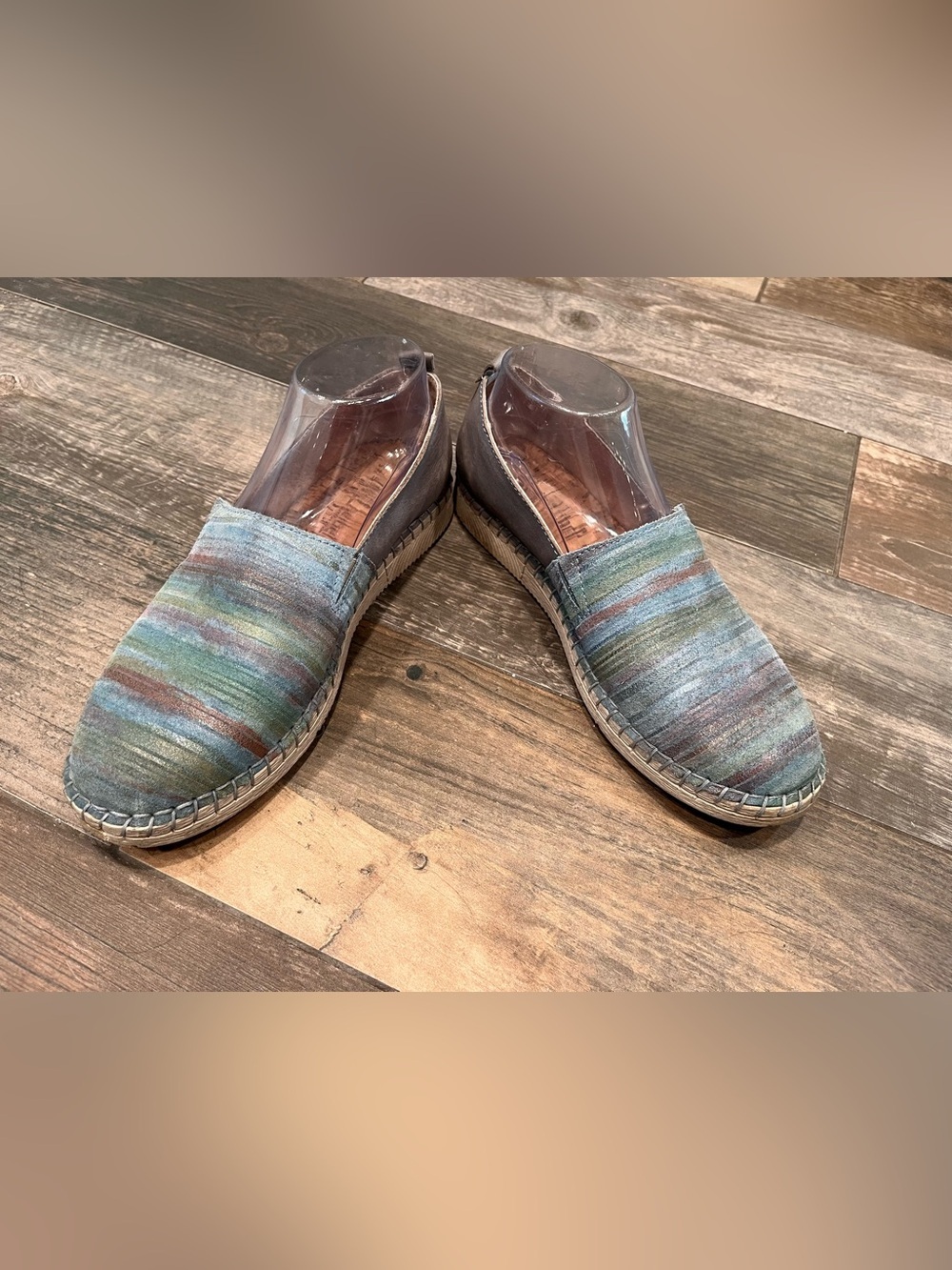 NIB Josef Seibel Sofie 02 Blue Leather Slip On Espadrille Flat Women S 38/ 7-7.5